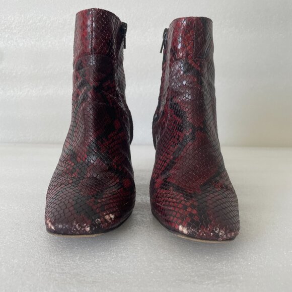 Y2K Burgundy Python Print Ankle Boots SZ 36.5 - Picture 4 of 7